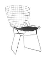 Стул обеденный Bertoia хромированный с черной подушкой фото Стул обеденный Bertoia хромированный с черной подушкой. Фото №1