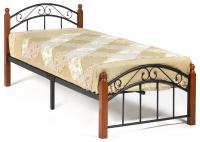 Кровать AT-8077 дерево гевея/металл, 90*200 см (Single bed), красный дуб/черный