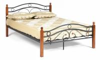 Кровать AT-803 Wood slat base дерево гевея/металл, 120*200 см (middle bed), красный дуб/черный фото Кровать AT-803 Wood slat base дерево гевея/металл, 120*200 см (middle bed), красный дуб/черный. Фото №1