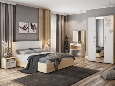 Зара Кровать 1.6 Люкс дуб сонома/белый фото Зара Кровать 1.6 Люкс дуб сонома/белый. Фото №2