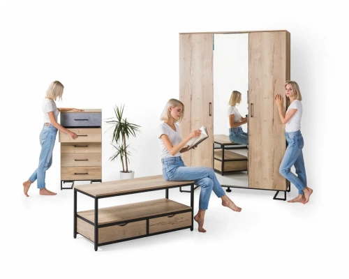 Комод с 5 ящиками Loft Дуб натур/Бетон. Фото №11