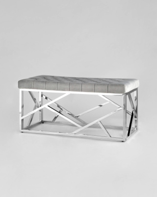 Банкетка-скамейка АРТ ДЕКО велюр серый сталь серебро. Фото №3