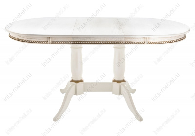 Стол деревянный Кантри 120 молочный с золотой патиной. Фото