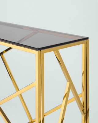 Консоль АРТ ДЕКО 115*30 золото стекло smoke. Фото