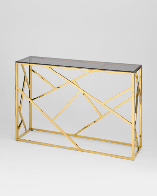 Консоль АРТ ДЕКО 115*30 золото стекло smoke. Фото