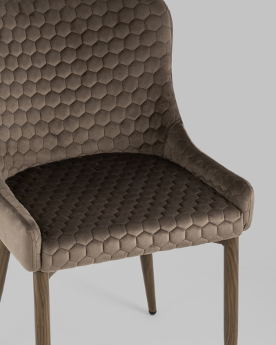 Стул Ститч Хани велюр коричневый ножки дерево. Фото №9