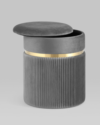 Пуф Миранда с ящиком велюр серый. Фото №4