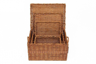 Сундук Secret De Maison Bonanza (набор из 3 штук)  натуральный ротанг, 40*25*20/48*32*25/55*40*30 см, Коньяк. Фото №2