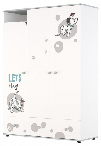 Шкаф платяной Polini Kids Disney Baby 101 Далматинец, белый. Фото №1