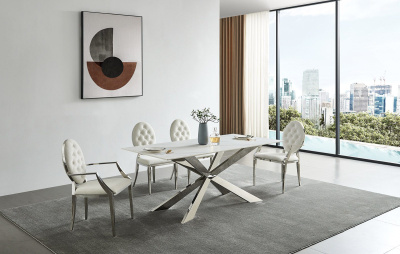 Стол T088 (180) камень белый матовый Calacata. Фото