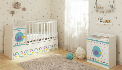 Комод пеленальный Polini kids Simple 1580 Морская история, белый. Фото №5