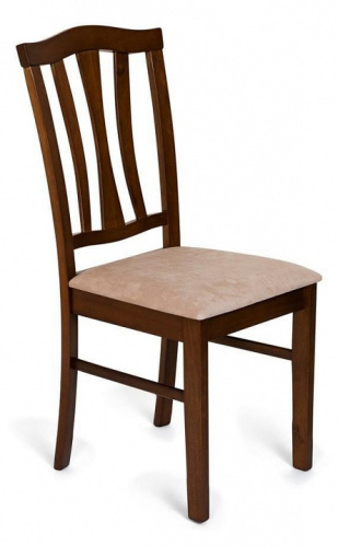 CT 8162 Стул с мягким сиденьем / Упакованный дерево гевея, 52х42х94см, Тёмный Дуб, ткань бежевая. Фото №1