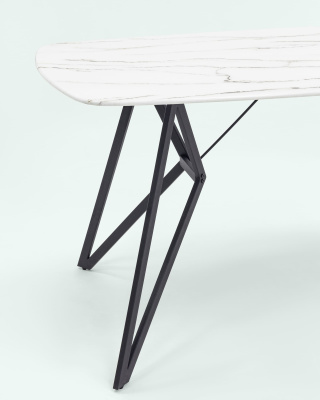 Стол обеденный Денвер 140*90 белый стеклянный. Фото