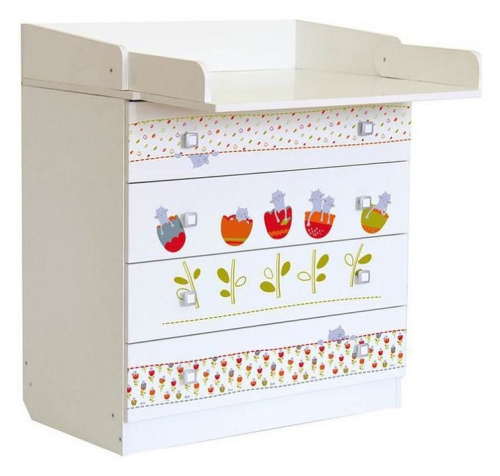 Комод пеленальный Polini kids Simple 1580 Сонные котята, белый. Фото №3