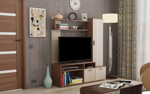 Лаура Мини-стенка Ясень шимо с./ясень шимо т.. Фото №1