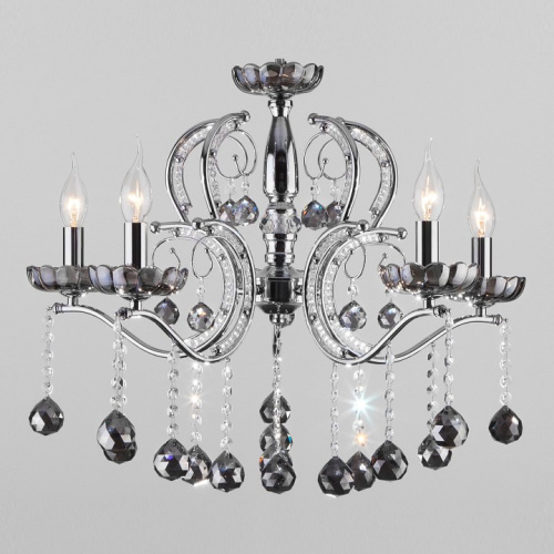 Подвесная люстра Eurosvet Brezza 10107/5 хром/дымчатый хрусталь Strotskis. Фото №1