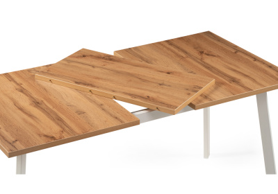 Стол деревянный Стол раскладной Колон Лофт 120 25 мм дуб вотан / белый матовый. Фото