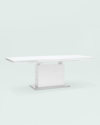 Стол обеденный Глазго раскладной 160-215*90 глянцевый белый. Фото №5