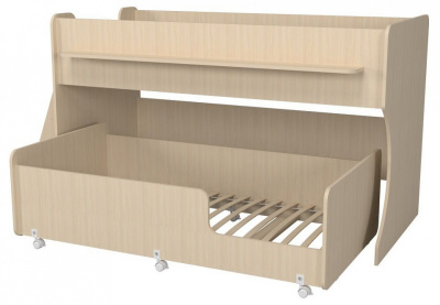 Кровать двухъярусная Р444, древесина коричневая светлая дуб. Фото