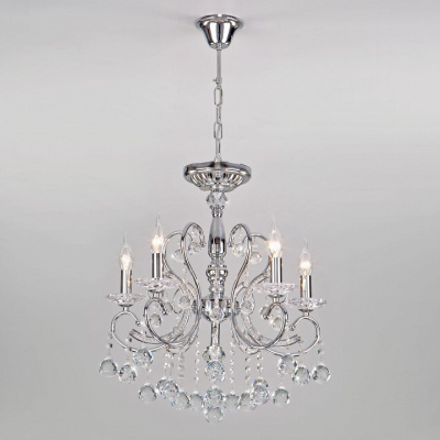 Подвесная люстра Eurosvet Collana 10096/5 хром/прозрачный хрусталь Strotskis. Фото №2