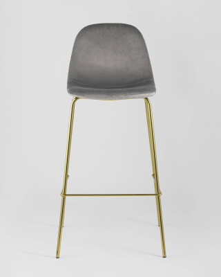 Стул барный Валенсия велюр серый золотые ножки фото Стул барный Валенсия велюр серый золотые ножки. Фото №4