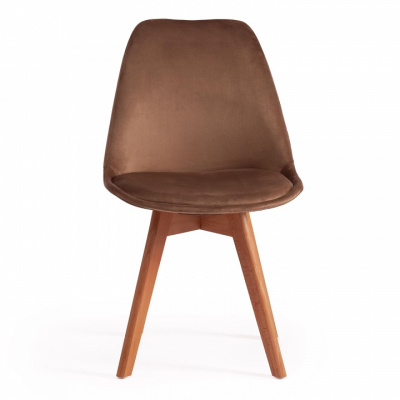 Стул Secret De Maison TULIP SOFT (mod. 74) вельвет/дерево , 54 х 47 х 83 см , коричневый (HLR11)/натуральный (поставляется по 4 шт). Фото